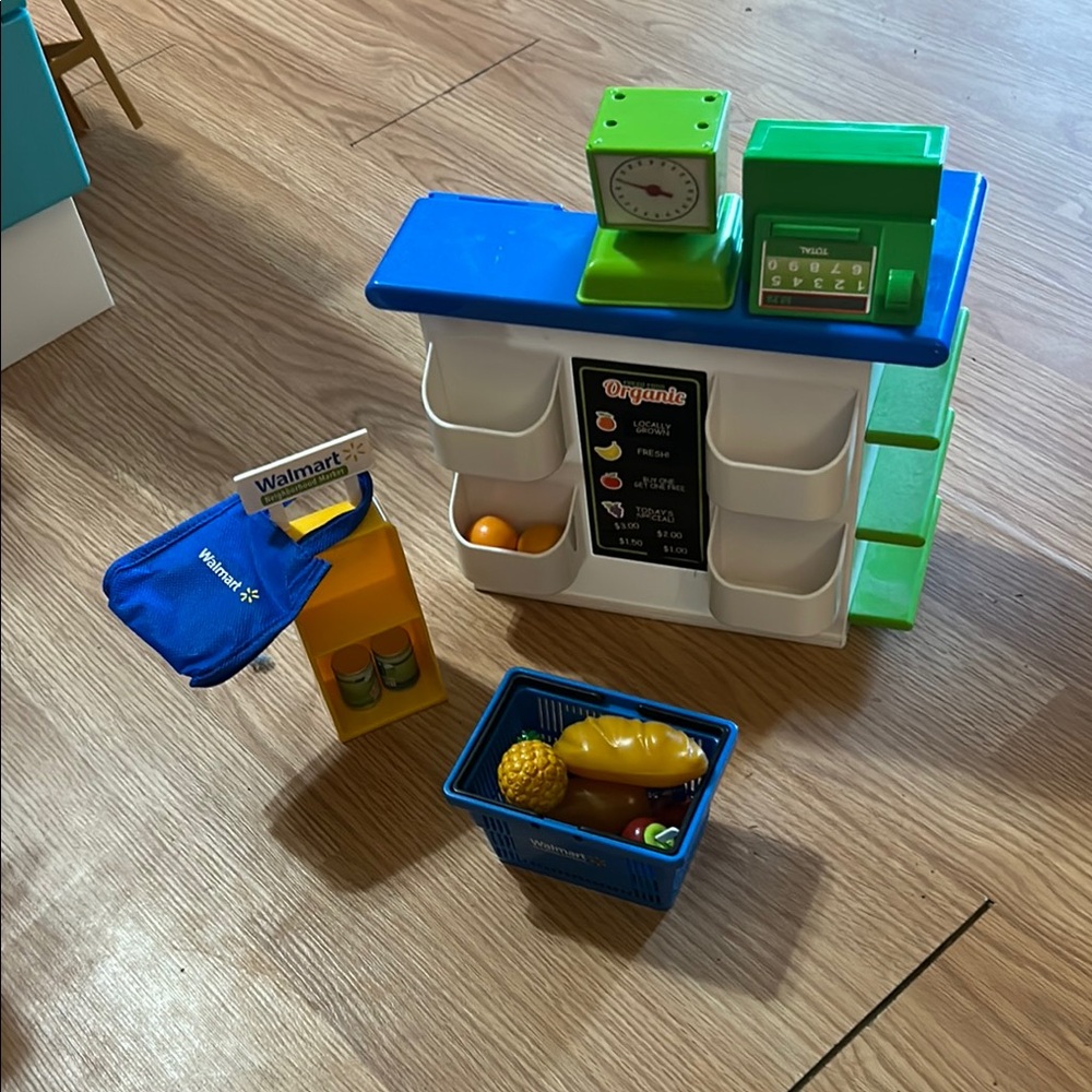 Blue and Green Learning Toy Kitchen Set with Storage